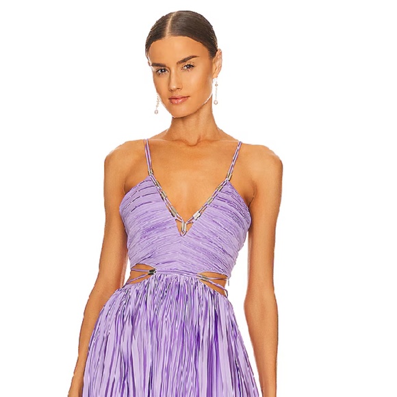 JONATHON SIMKHAI WOMEN’S MARLI CUT-OUT PLEATED MAXI DRESS, SIZE US 6, LAVENDER - Picture 3 of 15